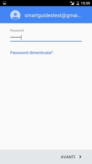 Inserisci la tua password e seleziona AVANTI