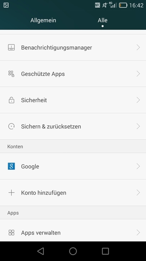 Scrollen Sie und wählen Sie Google