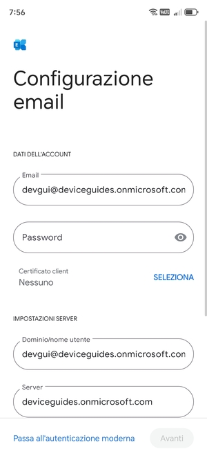 Inserisci la tua password