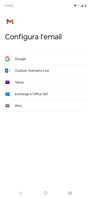 Seleziona Exchange e Office 365