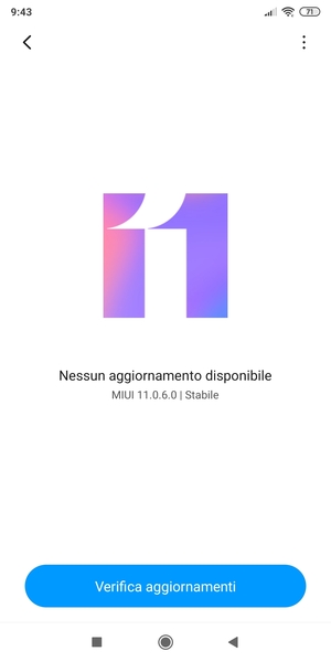 Se il tuo telefono è aggiornato, vedrai la seguente schermata