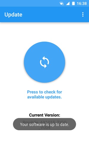 If your phone is up to date, you will see the following screen