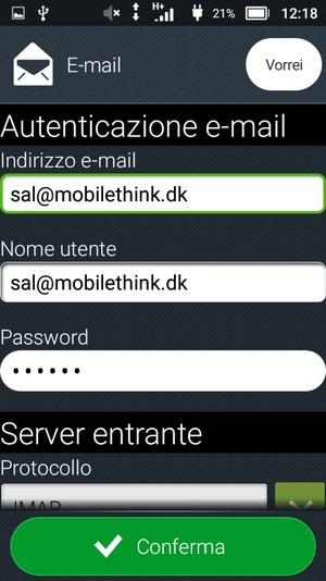 Inserisci Nome utente