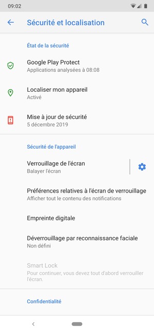 Sélectionnez Verrouillage de l'écran
