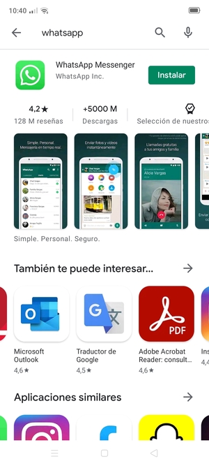 Seleccione la aplicación