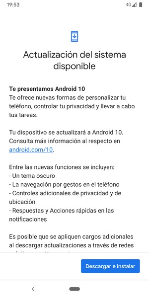 Si su teléfono no está actualizado, seleccione Descargar e instalar