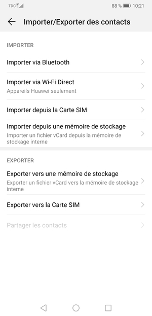 Sélectionnez Importer depuis la Carte SIM