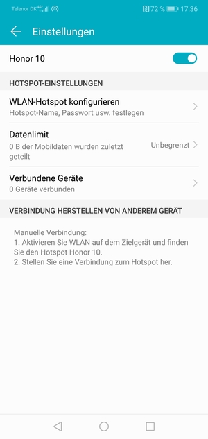 Ihr Handy ist jetzt für die Verwendung als Modem eingerichtet