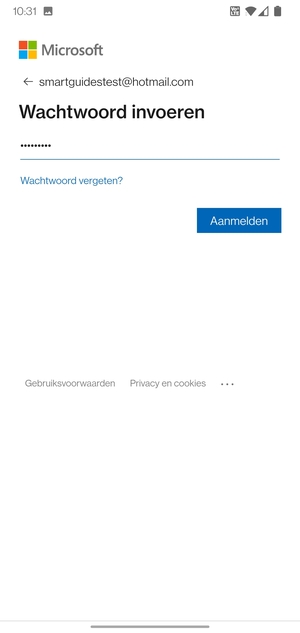 Voer uw wachtwoord in en selecteer Aanmelden