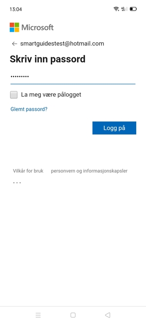 Skriv inn passord og velg Logg på
