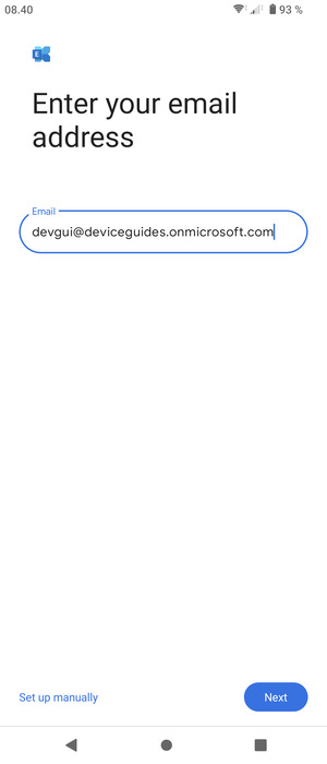 Enter your Email address and  select Set up manually