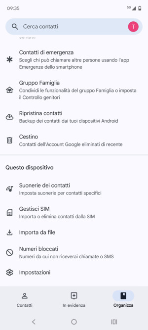 Scorri e seleziona Gestisci SIM