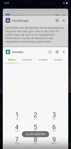Wählen Sie ALLES LÖSCHEN, um alle laufende Apps zu schließen