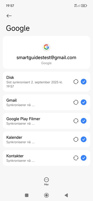 Dine kontakter fra Google vil synkroniseres til smarttelefonen din