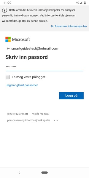 Skriv inn passord og velg Logg på