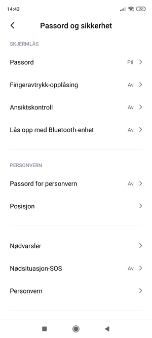 Telefonen din er nå sikret med en skjermlås