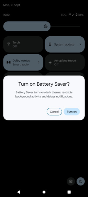 Select Turn on