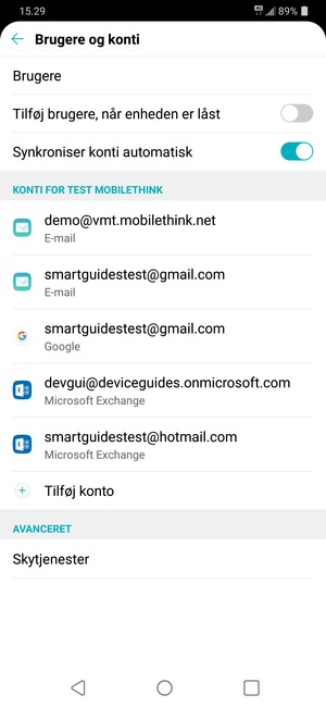 Vælg din Google konto