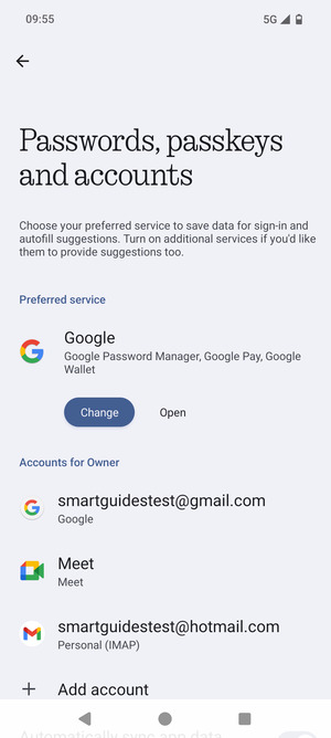 Select your Google account