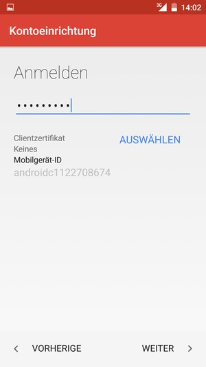 Geben Sie Ihre Passwort ein und wählen Sie WEITER