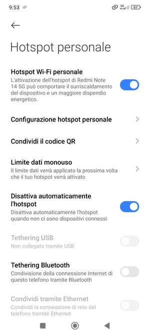 Il telefono è ora pronto per essere usato come modem