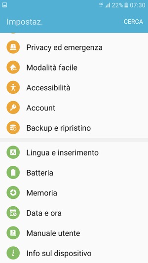 Scorri e seleziona Batteria