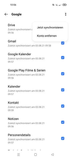 Wählen Sie Jetzt synchronisieren