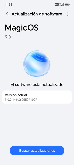Si su teléfono está actualizado, verá la siguiente pantalla