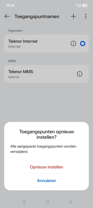 Selecteer Opnieuw instellen