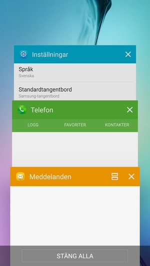 Välj STÄNG ALLA