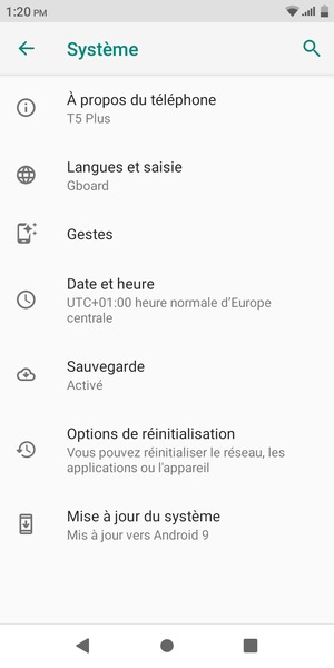 Sélectionnez Mise à jour du sysmème