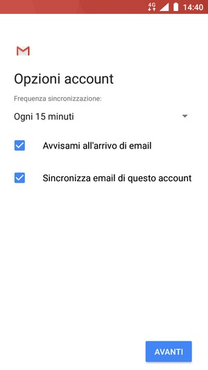 Seleziona AVANTI