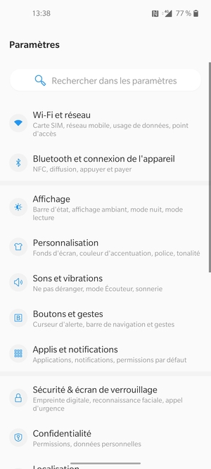 Sélectionnez Wi-Fi et réseau