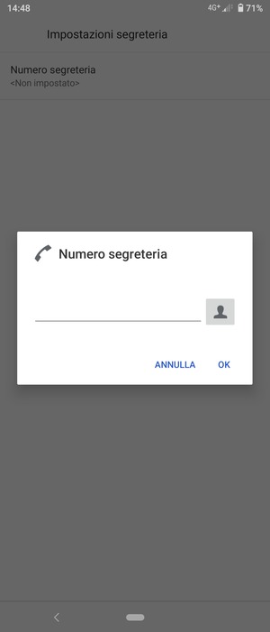Inserisci Numero segreteria e seleziona OK