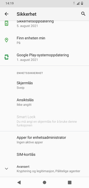 Bla til og velg SIM-kortlås