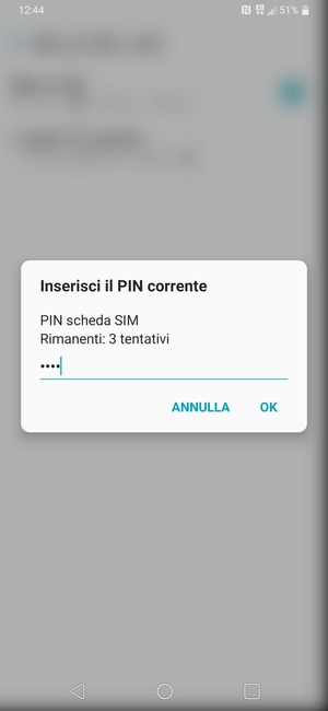Inserisci PIN della SIM corrente e seleziona OK
