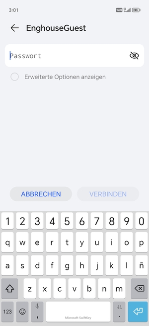 Geben Sie das WLAN-Passwort ein und wählen Sie VERBINDEN