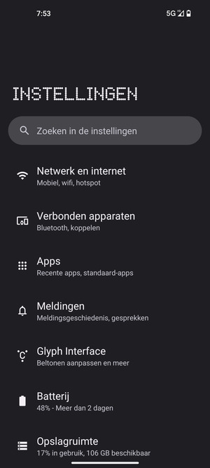 Selecteer Netwerk en internet