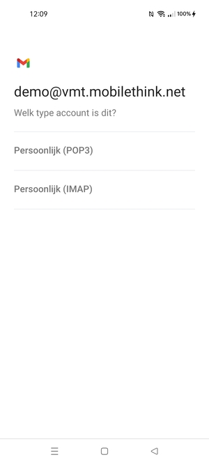 Selecteer Persoonlijk (POP3) of Persoonlijk (IMAP)