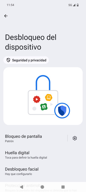 El teléfono ha sido asegurado con un bloqueo de pantalla
