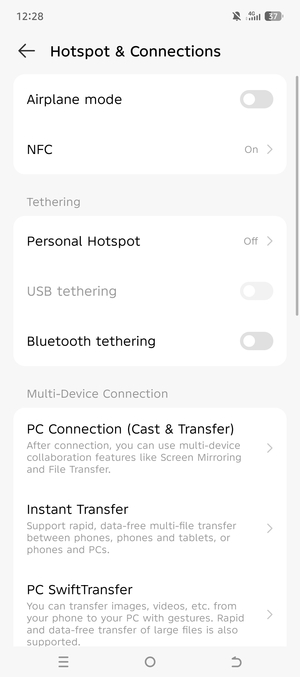 Select Personal Hotspot