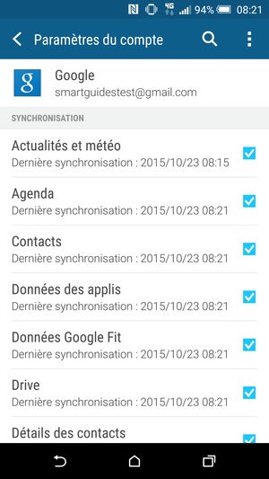 Sélectionnez le bouton du Menu