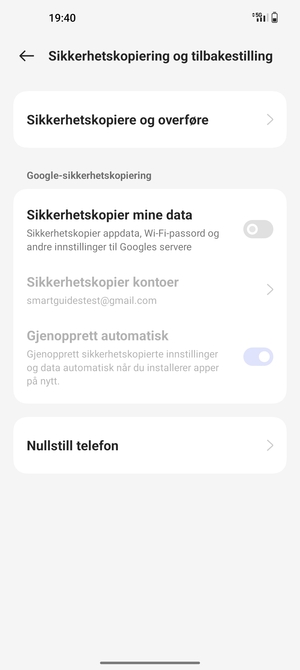 Slå på Sikkerhetskopier mine data