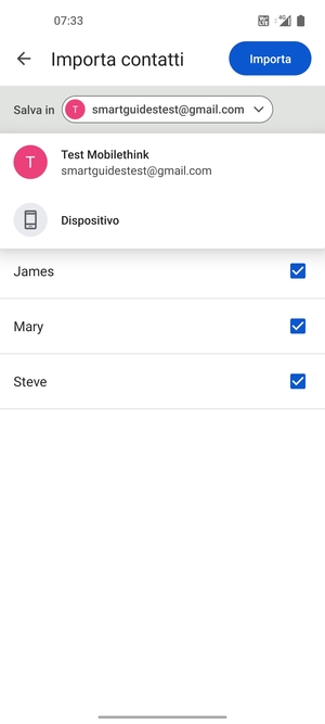 Seleziona il tuo account Google