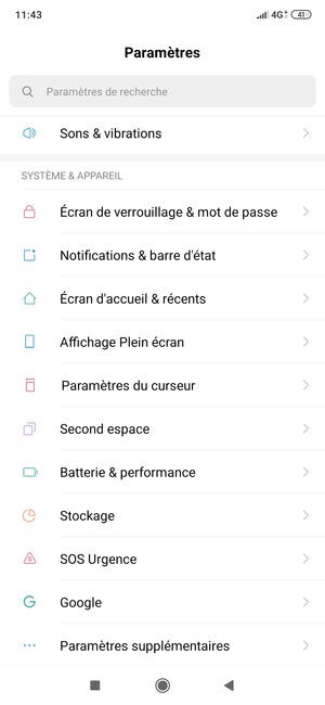 Faites défiler et sélectionnez Paramètres supplémentaires
