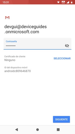 Introduzca su contraseña y seleccione SIGUIENTE