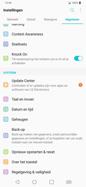 Scroll naar en selecteer Back-up