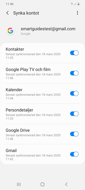 Kontrollera att Kontakter är valt