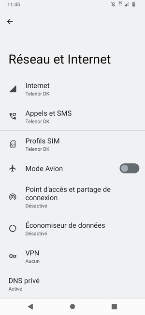 Sélectionnez Point d'accès et partage de connexion
