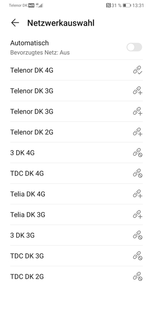 Wählen Sie einen Netzbetreiber von der Liste